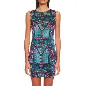 $220 Mara Hoffman Fitted Mini Dress Neon Print